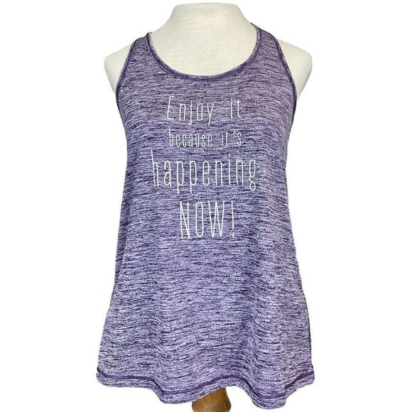 UNIQUELY Lorna Jane Motivational Graphic Racerback Tank Top in Purple Size Mediu - Picture 1 of 11